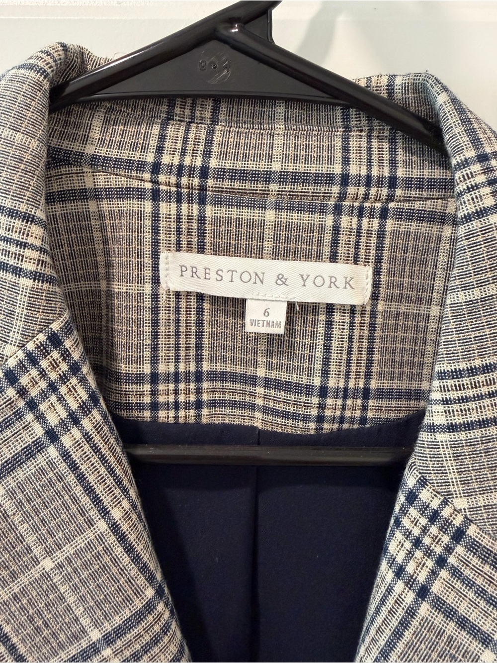 Preston & York Navy and Gray Plaid Double-Breasted Blazer - Picture 2 of 5